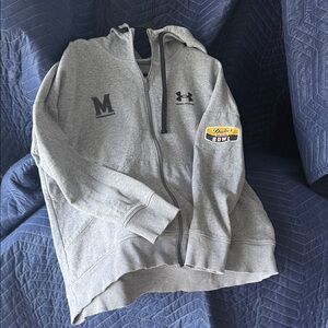 Under Armour Gray Full-Zip Hoodie with Maryland and Dukes Mayo Bowl Logo Patches